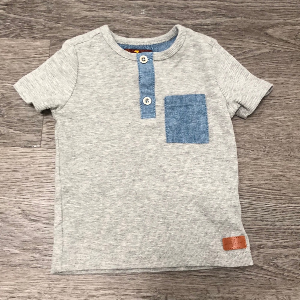 7 for all mankind - boy - gray ribbed t-shirt- 12 months